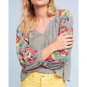 Anthropologie Soleil Floreat Embroidered top